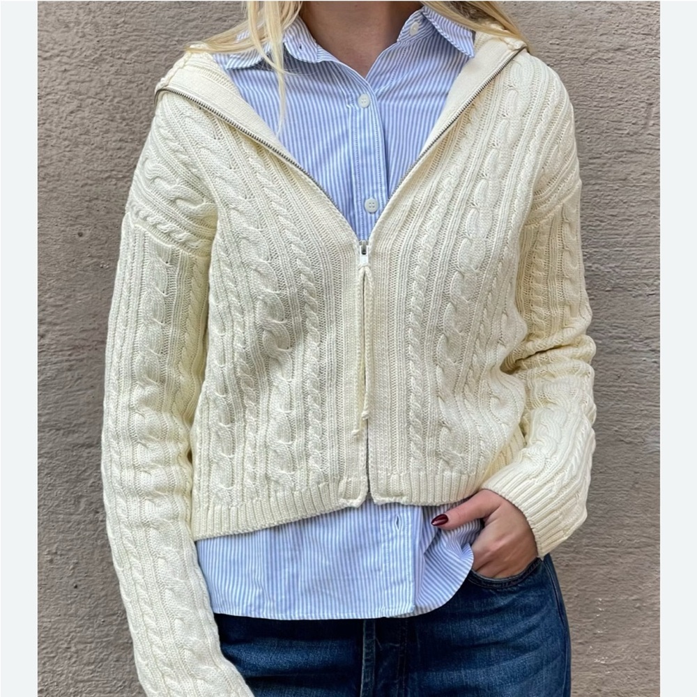 Djerf Avenue Cream Cable Knit Cardigan